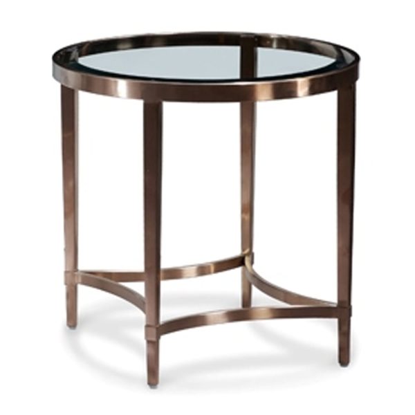 Ribery Clear Glass End Table With Brushed Antique Brass Frame | Bed Sava