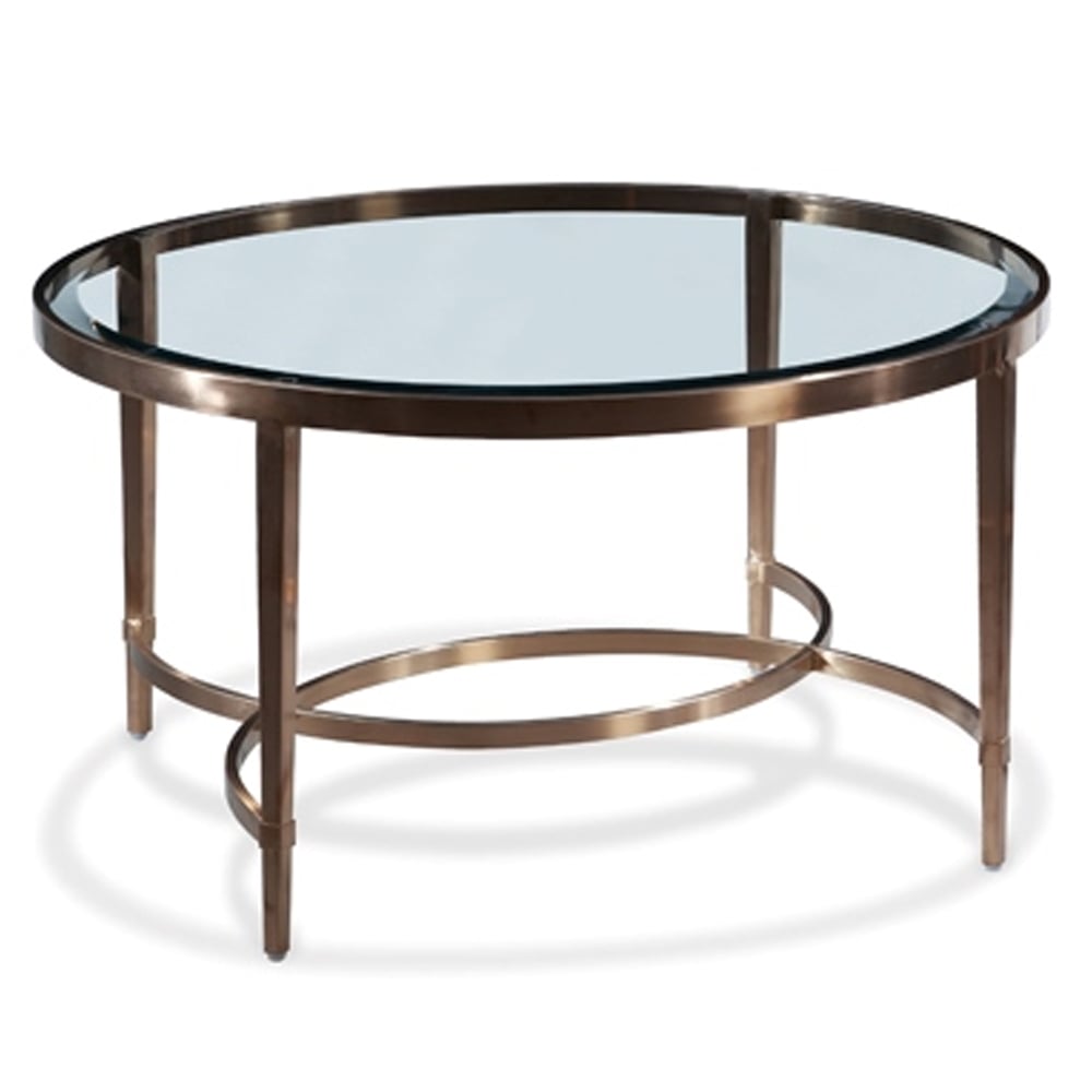 Ribery Clear Glass Coffee Table With Brushed Antique Brass Frame