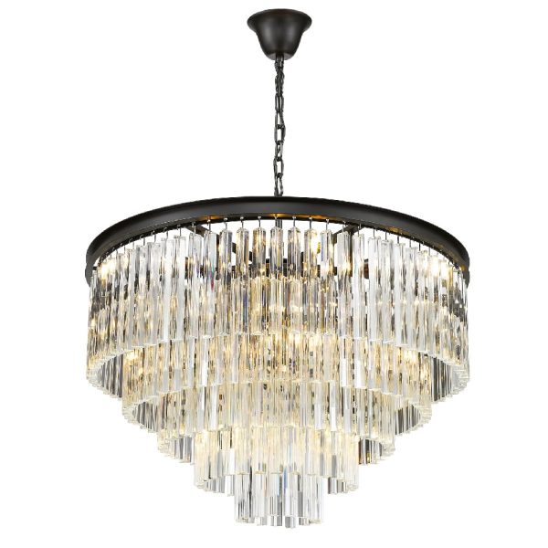 Richmond Hanging Crystal Pendant Light In Black | Bed Sava
