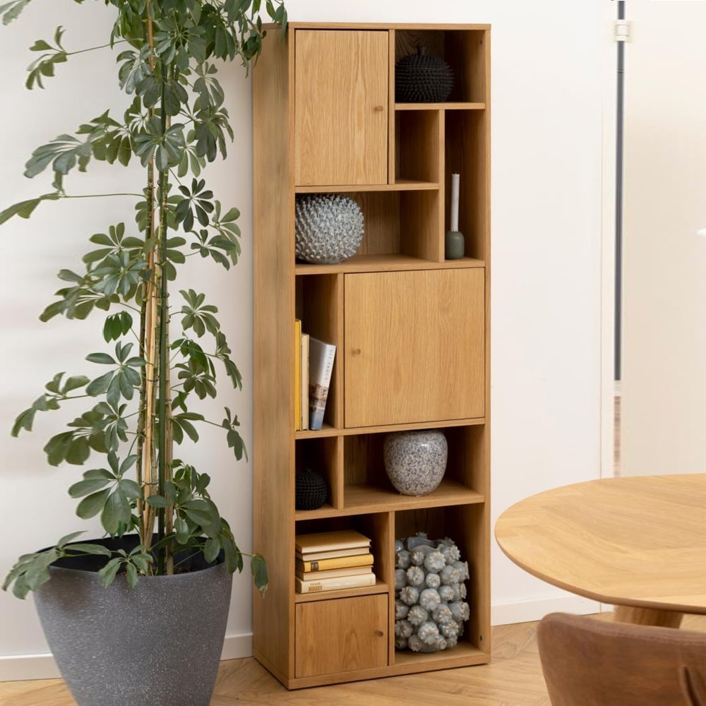 Ridgeway Wooden Bookcase With 3 Doors In Oak