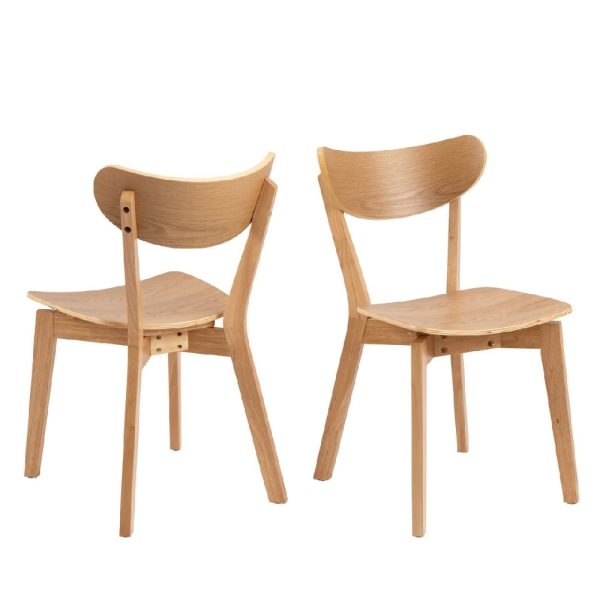 Riga Oak Wooden Dining Chairs In Pair | Bed Sava