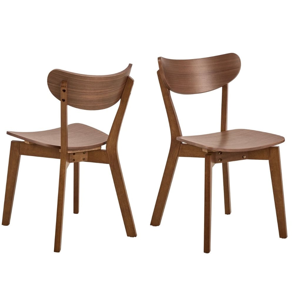 Riga Walnut Wooden Dining Chairs In Pair