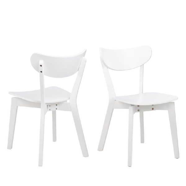 Riga White Wooden Dining Chairs In Pair | Bed Sava