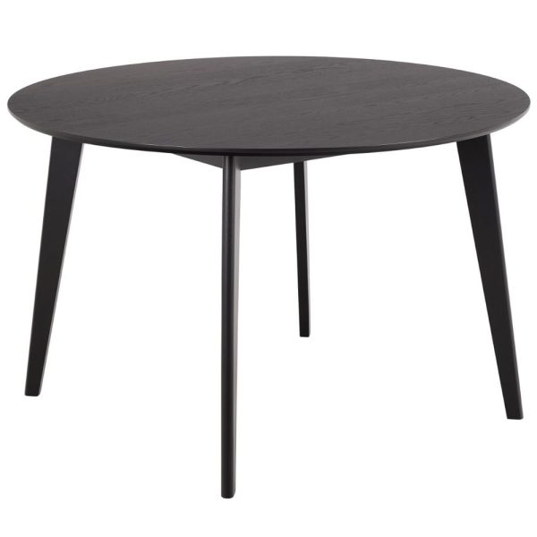 Riga Wooden Round Dining Table In Black | Bed Sava