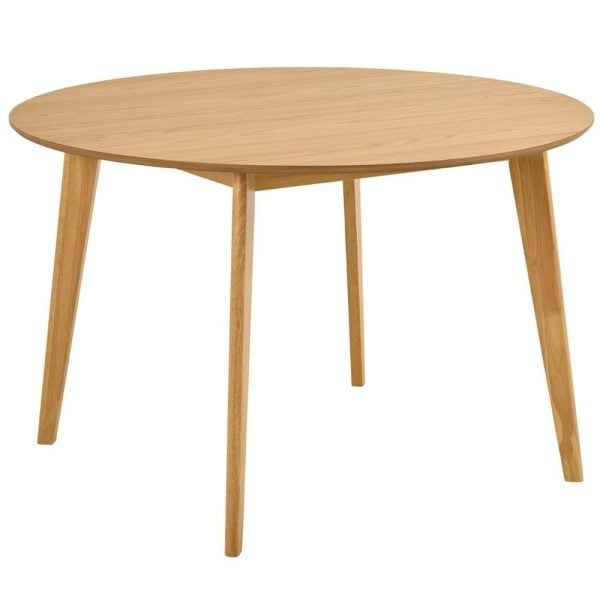 Riga Wooden Round Dining Table In Matt Oak | Bed Sava