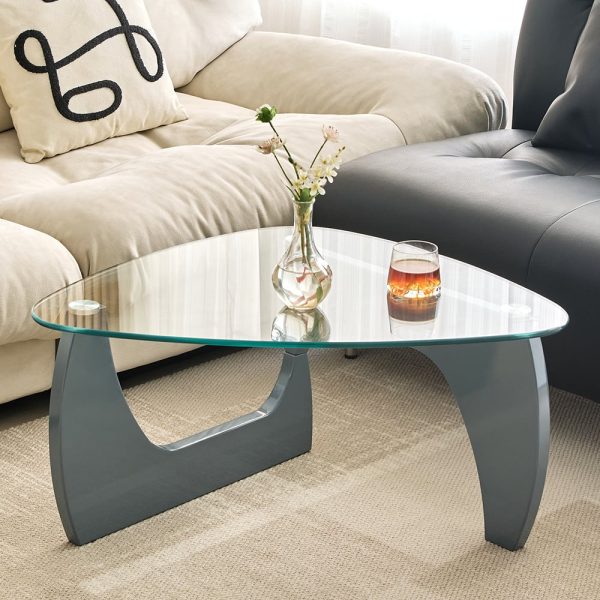 Rimdoc Clear Glass Coffee Table With Grey High Gloss Base | Bed Sava
