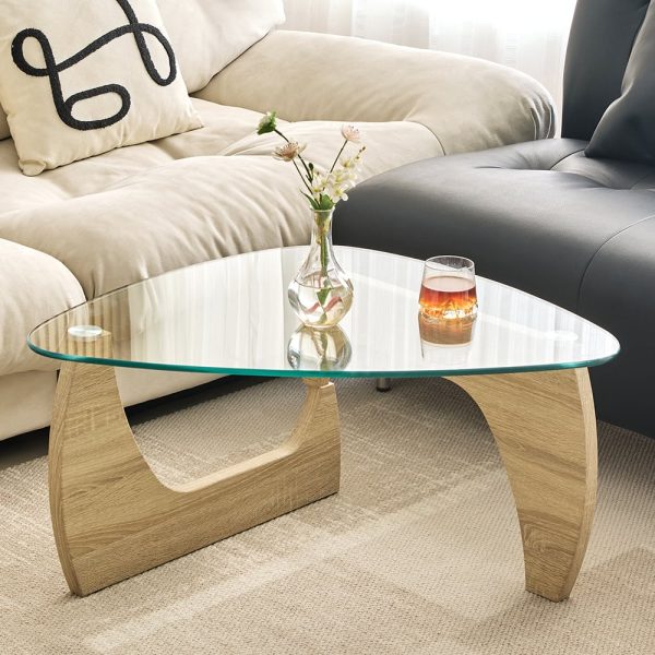 Rimdoc Clear Glass Coffee Table With Oak Wooden Base | Bed Sava