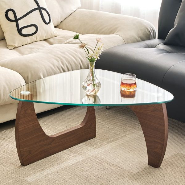 Rimdoc Clear Glass Coffee Table With Walnut Wooden Base | Bed Sava