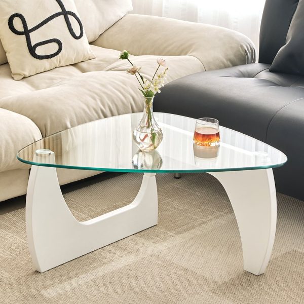 Rimdoc Clear Glass Coffee Table With White High Gloss Base | Bed Sava