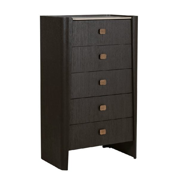 Rimouski Wooden Chest Of 5 Drawers In Ebony Brown | Bed Sava
