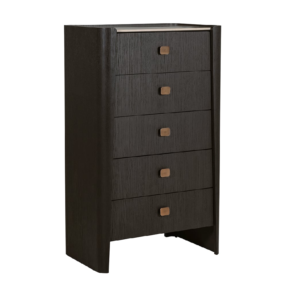 Rimouski Wooden Chest Of 5 Drawers In Ebony Brown