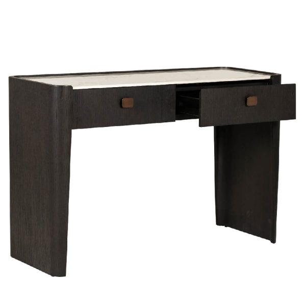 Rimouski Wooden Dressing Table With 2 Drawers In Ebony Brown | Bed Sava