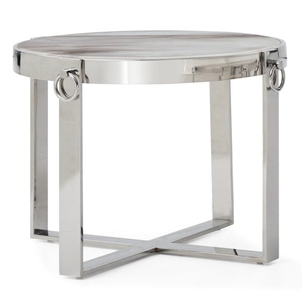Ringgold Marble End Table With Stainless Steel Frame | Bed Sava