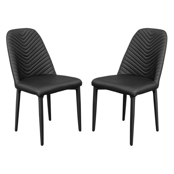 Riverside Black PU Leather Dining Chairs In Pair | Bed Sava