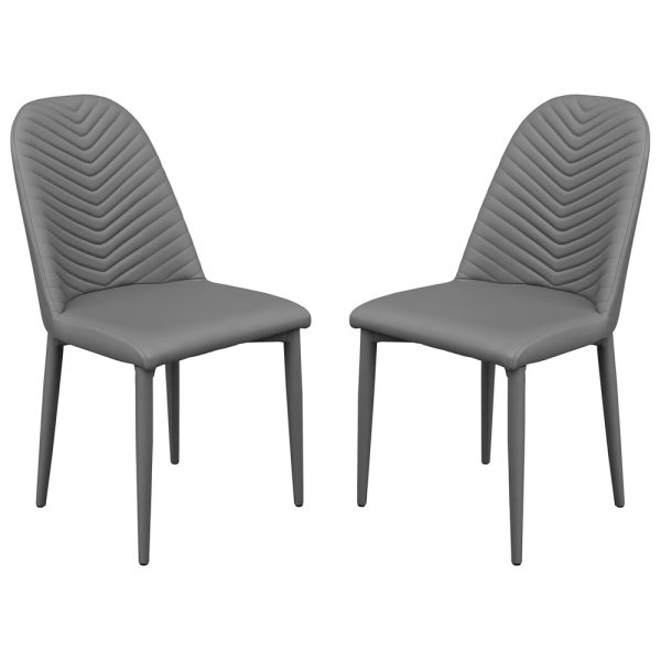 Riverside Grey PU Leather Dining Chairs In Pair | Bed Sava