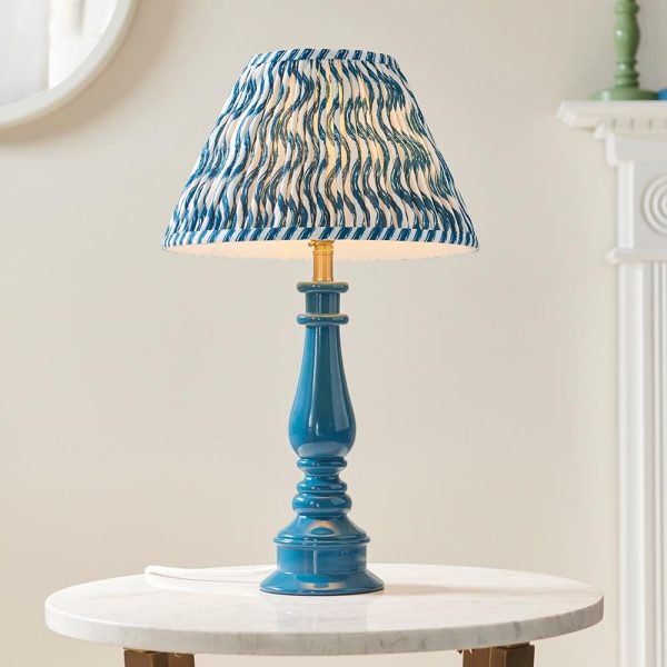 Riyadh 30cm Shade Resin Table Lamp In Marlin Blue | Bed Sava