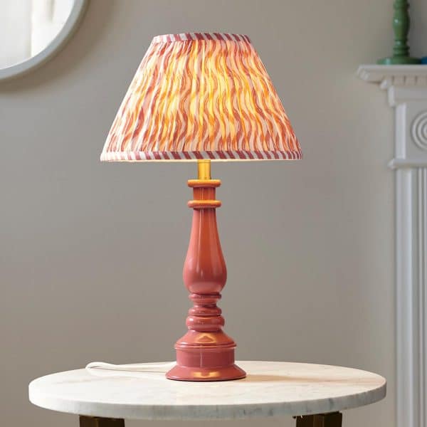 Riyadh Coral Pink 30cm Shade Resin Table Lamp In Pink Clay | Bed Sava