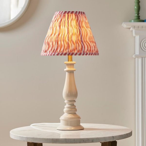 Riyadh Coral Pink 25cm Shade Resin Table Lamp In Almond White | Bed Sava
