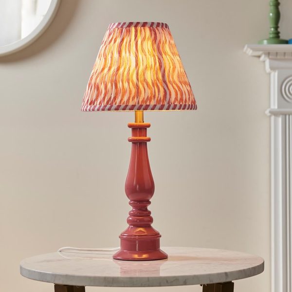 Riyadh Coral Pink 25cm Shade Resin Table Lamp In Pink Clay | Bed Sava