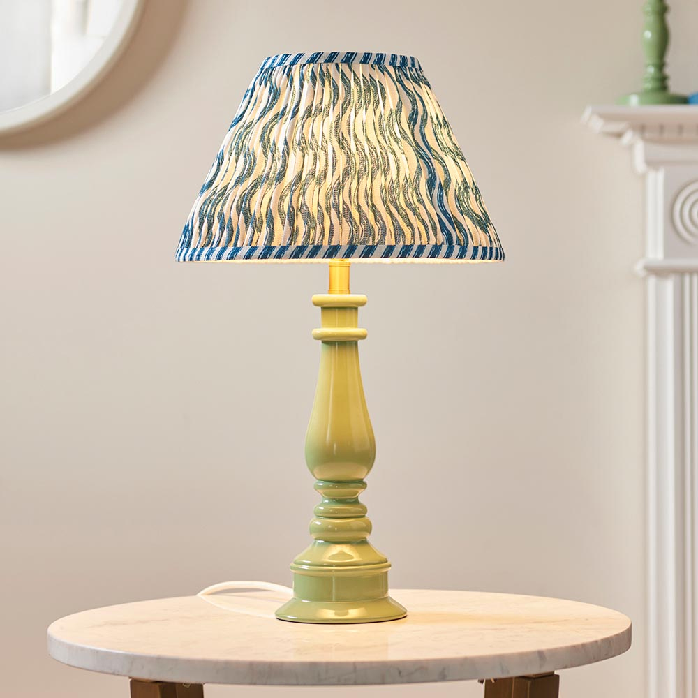 Riyadh Marlin Blue 30cm Shade Resin Table Lamp In Cotswold Green