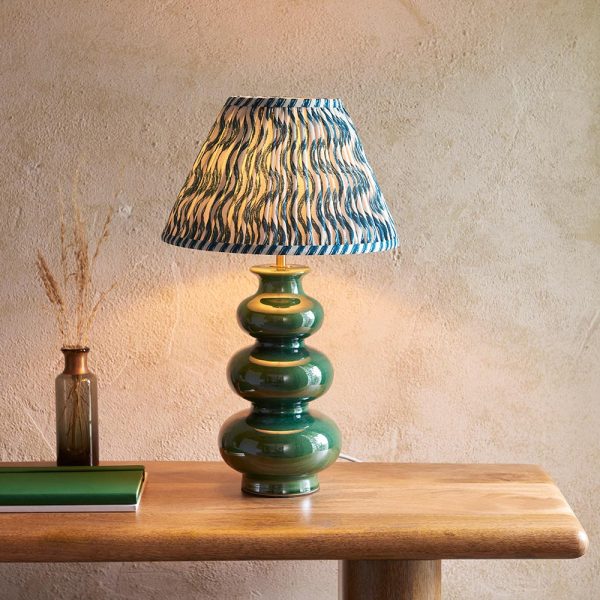 Riyadh Marlin Blue 30cm Shade Ceramic Table Lamp In Gloss Green | Bed Sava