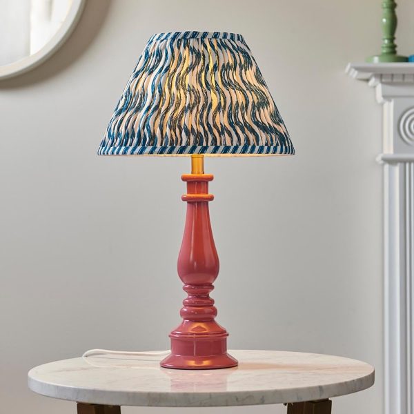 Riyadh Marlin Blue 30cm Shade Resin Table Lamp In Pink Clay | Bed Sava