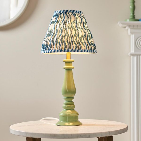 Riyadh Marlin Blue 25cm Shade Resin Table Lamp In Cotswold Green | Bed Sava
