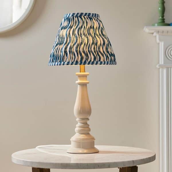 Riyadh Marlin Blue 25cm Shade Resin Table Lamp In Almond White | Bed Sava