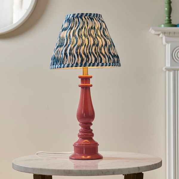 Riyadh Marlin Blue 25cm Shade Resin Table Lamp In Pink Clay | Bed Sava