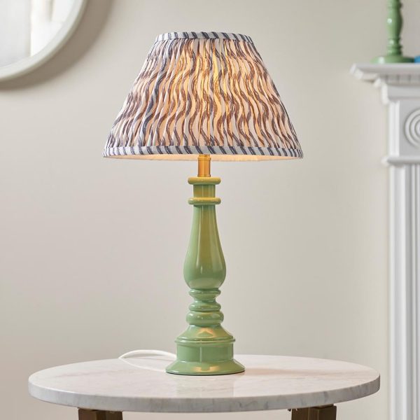 Riyadh Pearl Grey 30cm Shade Resin Table Lamp In Cotswold Green | Bed Sava