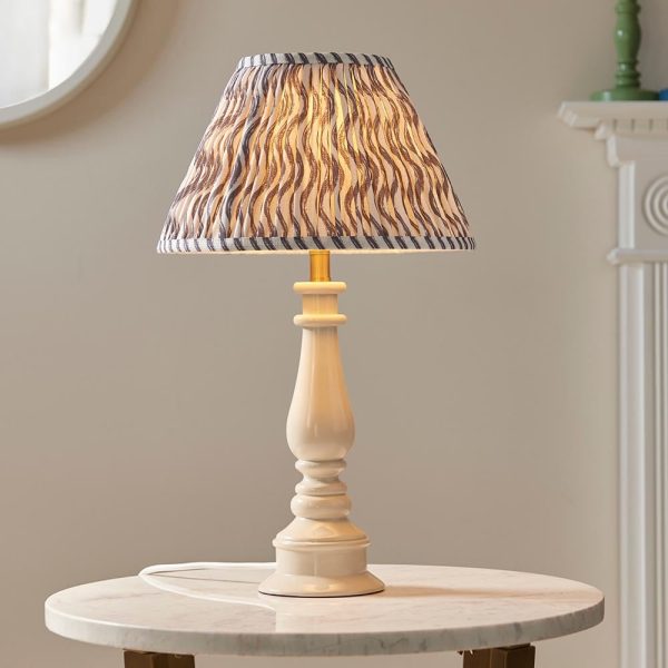 Riyadh Pearl Grey 30cm Shade Resin Table Lamp In Almond White | Bed Sava