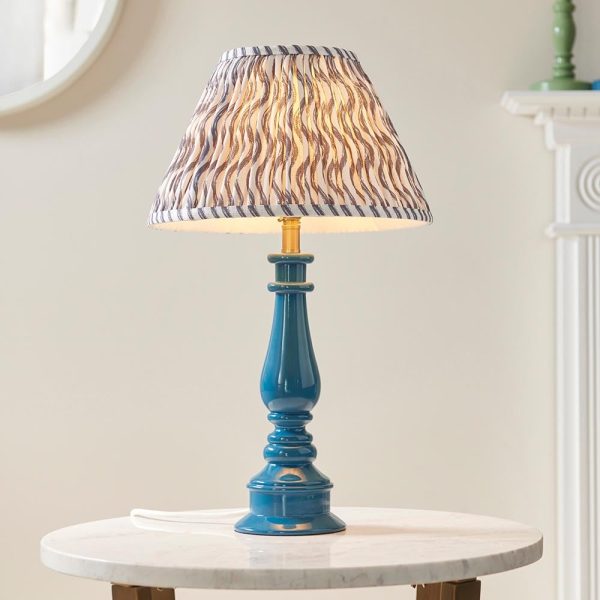 Riyadh Pearl Grey 30cm Shade Resin Table Lamp In Marlin Blue | Bed Sava