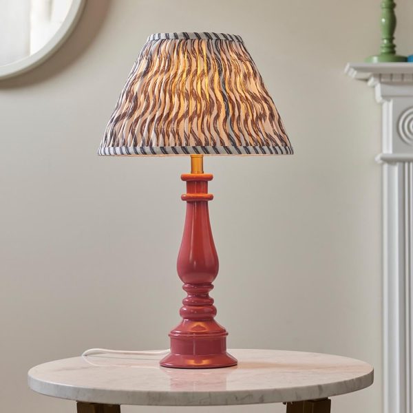Riyadh Pearl Grey 30cm Shade Resin Table Lamp In Pink Clay | Bed Sava