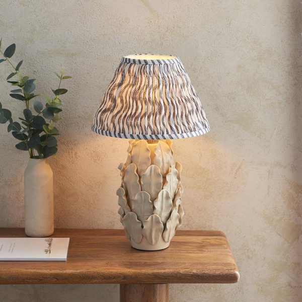 Riyadh Pearl Grey 30cm Shade Small Ceramic Table Lamp In Ivory | Bed Sava