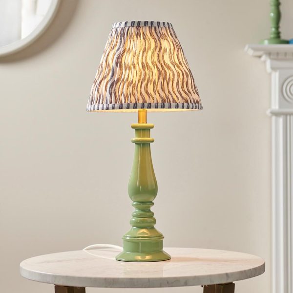 Riyadh Pearl Grey 25cm Shade Resin Table Lamp In Cotswold Green | Bed Sava