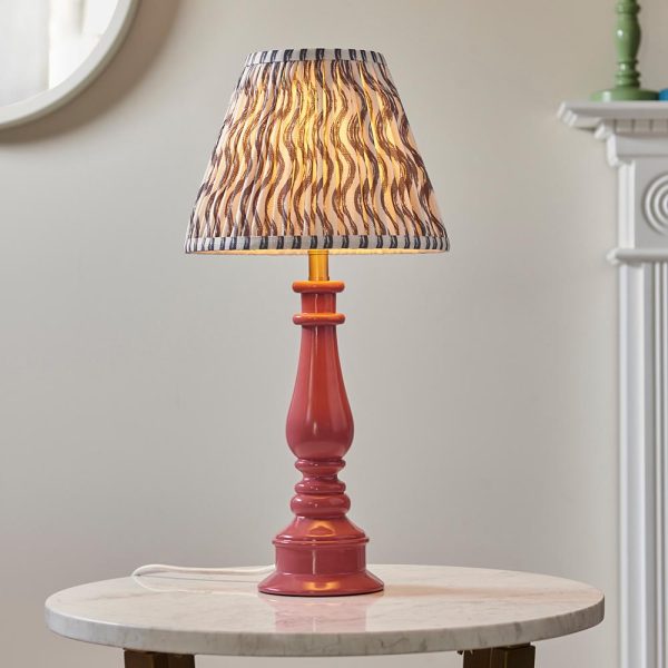 Riyadh Pearl Grey 25cm Shade Resin Table Lamp In Pink Clay | Bed Sava