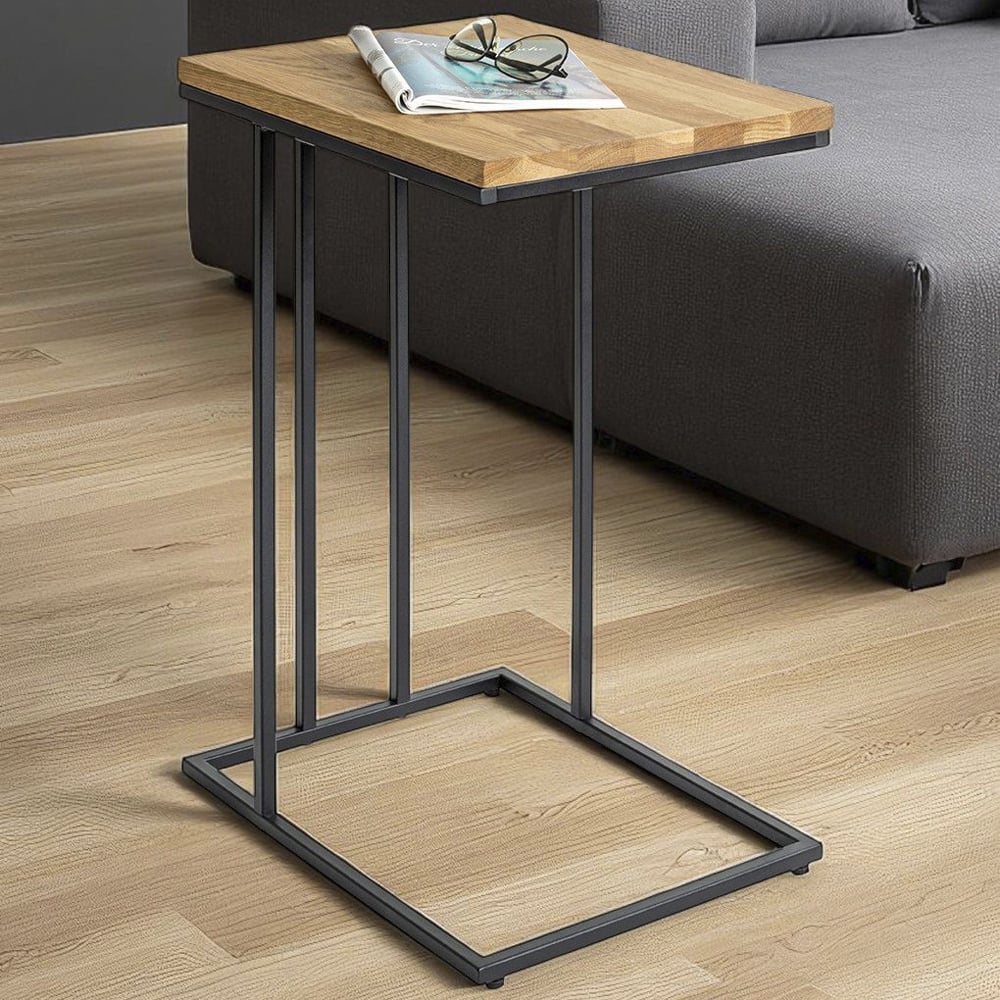 Roanoke Wooden End Table In Oak And Black