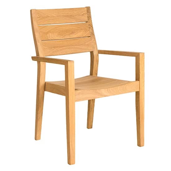 Robalt Outdoor Wooden High Back Stacking Armchair In Natural