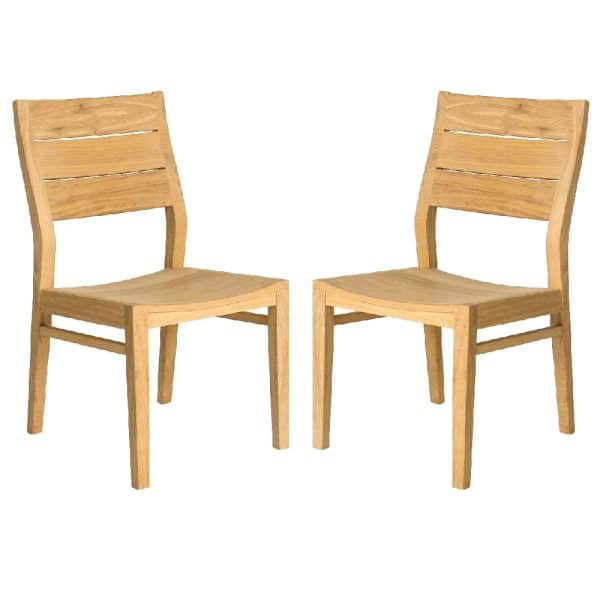 Robalt Natural Wooden Garden Side Chairs In Pair | Bed Sava
