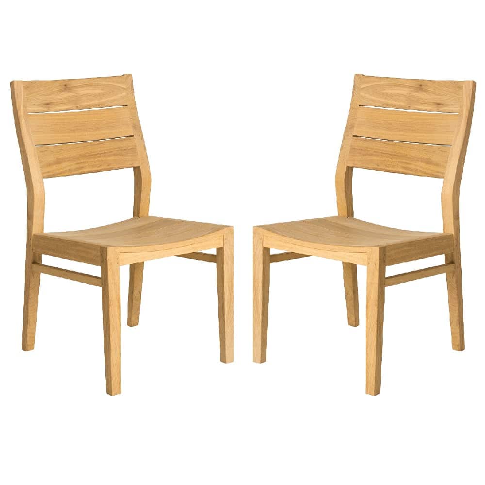 Robalt Natural Wooden Garden Side Chairs In Pair