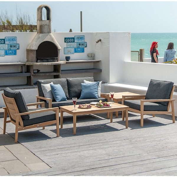 Robalt Outdoor Lounger Set With Sofa In Oak And Grey | Bed Sava