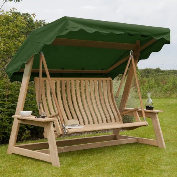 Robalt Wooden Garden Swing Seat In Green And Natural | Bed Sava