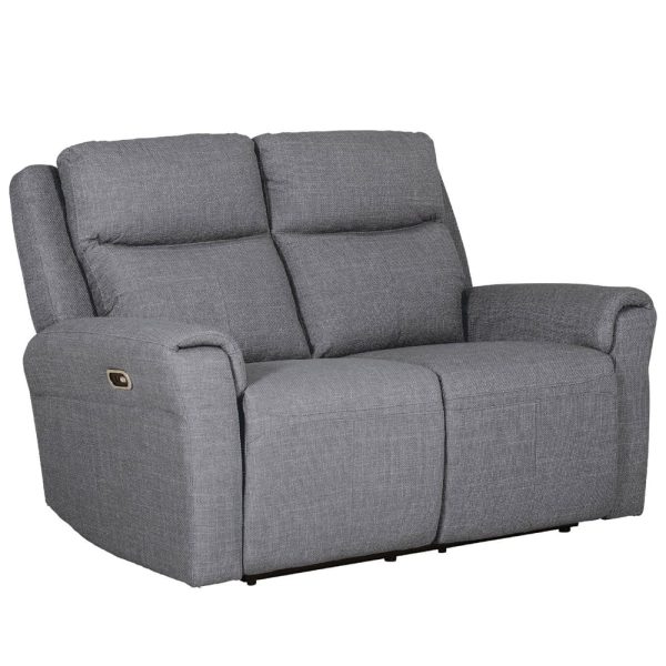Rochester Fabric Electric Recliner 2 Seater Sofa In Charcoal | Bed Sava
