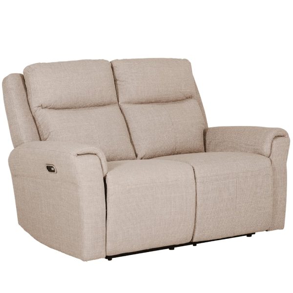 Rochester Fabric Electric Recliner 2 Seater Sofa In Mushroom | Bed Sava