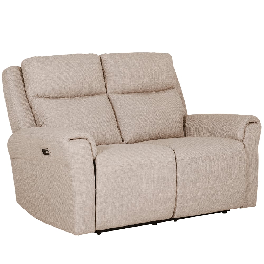 Rochester Fabric Electric Recliner 2 Seater Sofa In Mushroom