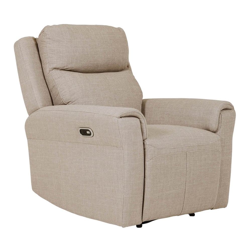 Rochester Fabric Electric Recliner 1 Seater Sofa In Mushroom