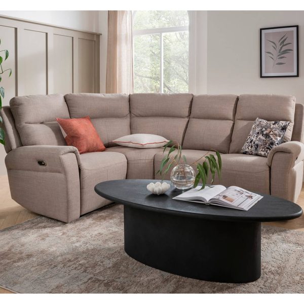 Rochester Fabric Electric Recliner Corner Sofa In Mushroom | Bed Sava