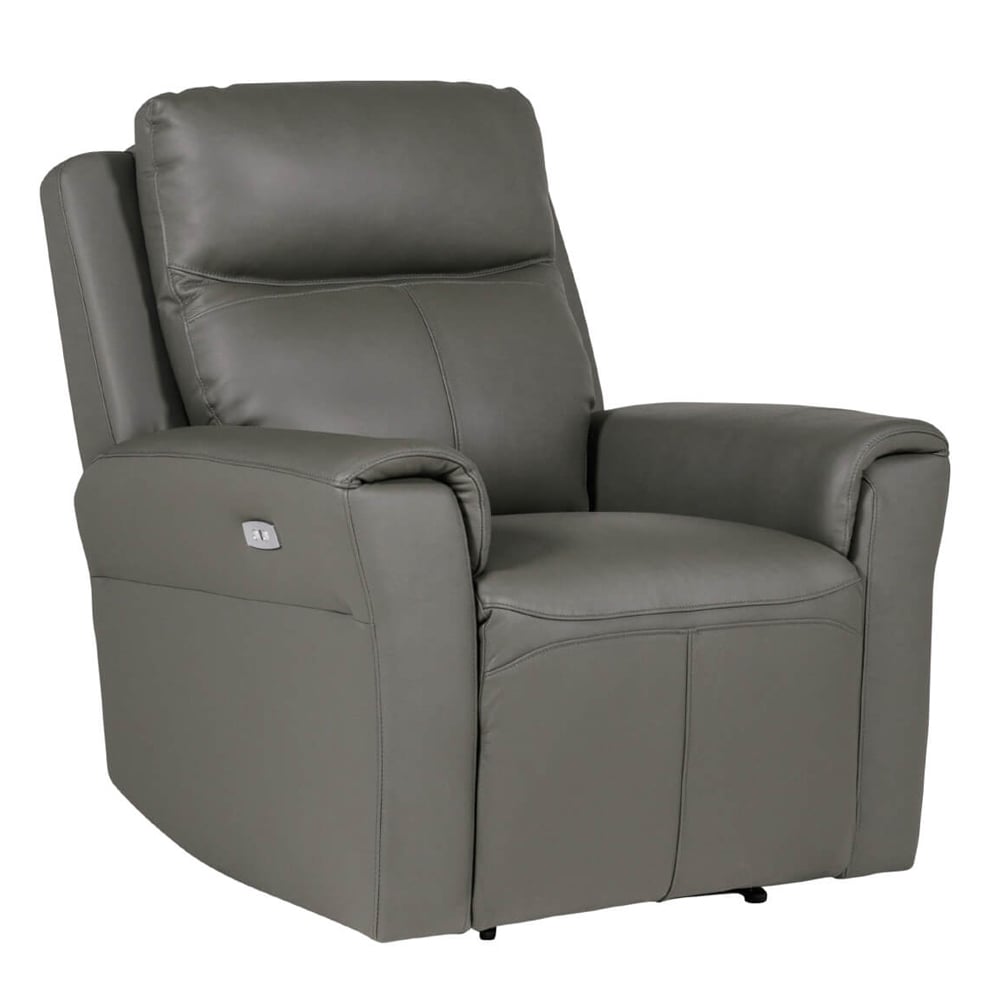 Rochester Leather Electric Recliner 1 Seater Sofa In Ash