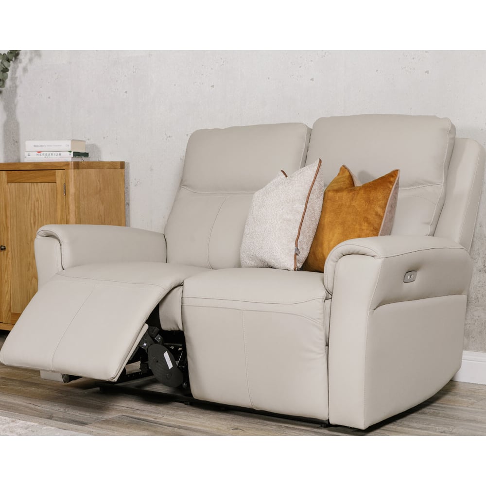Rochester Leather Electric Recliner 2 Seater Sofa In Stone