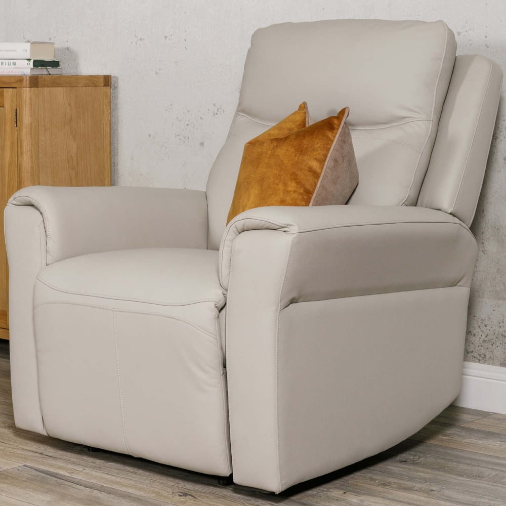 Rochester Leather Electric Recliner 1 Seater Sofa In Stone